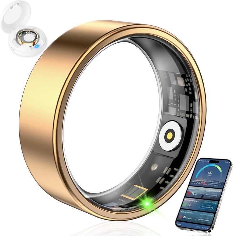 Weylmd Smart Ring Fitness Tracker for Women & Men, Heart Rate, Blood Oxygen, Blood Pressure, Sleep & Step Monitor, IP68 Waterproof Health Ring, Compatible with iPhone - Image 1